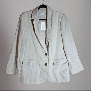 NWT New A New Day Womens Beige Single-Breasted Blazer S Responsible Style Linen